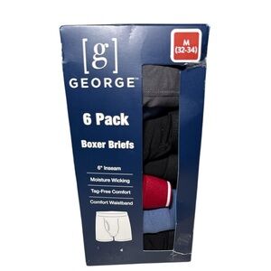 George Men's Cotton Blend Stretch Boxer Briefs, 6-Pack, Sizes S-L Underwear